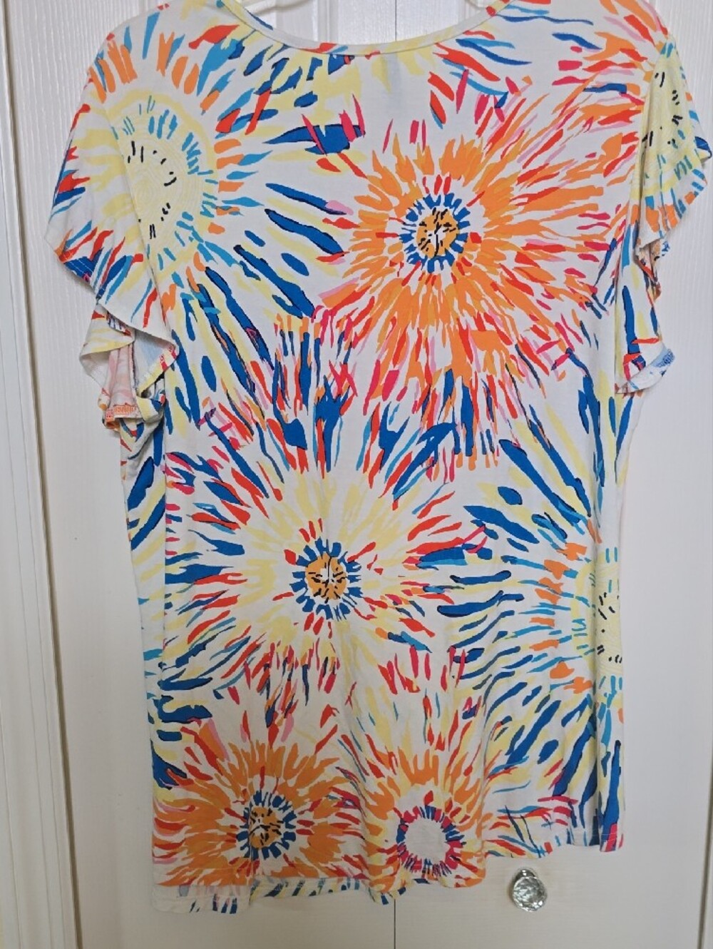Women’s Short Sleeve Burst Print Tee - Multicolor - Picture 4 of 4